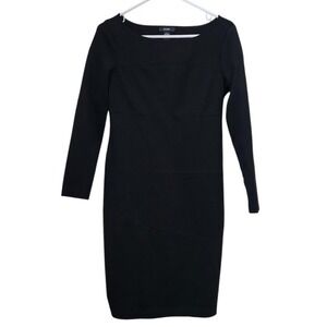 Alfani Black Long Sleeve Boat Neck Sheath Dress Size 4 F32